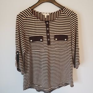 Faith and Joy | striped popover blouse